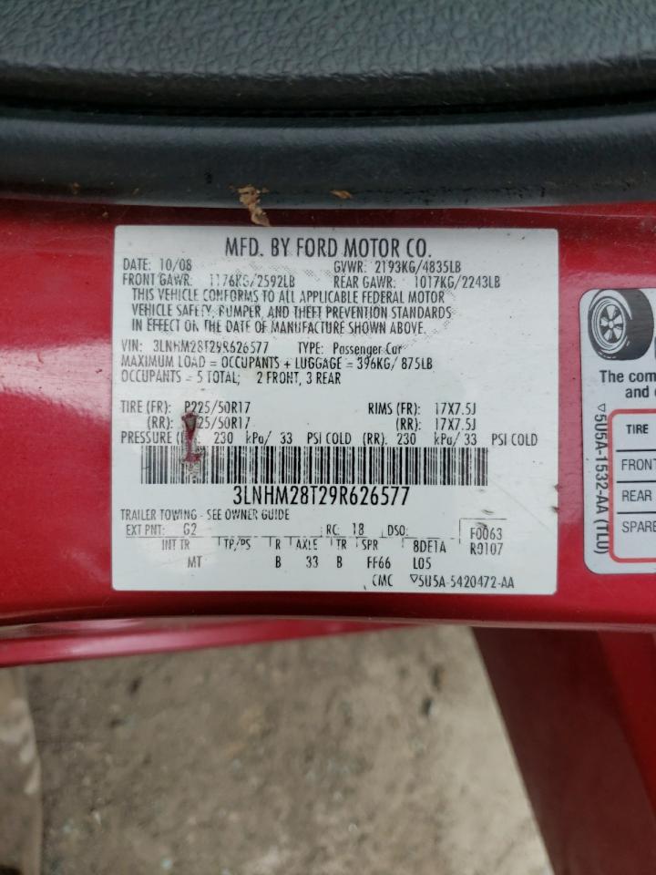 Photo 10 from auction – 2009 LINCOLN MKZ with VIN 3LNHM28T29R626577