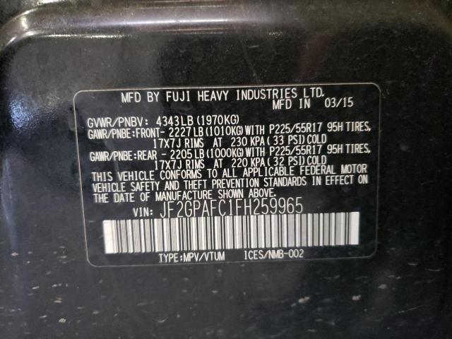 Photo 10 from auction – 2015 SUBARU XV CROSSTR with VIN JF2GPAFC1FH259965