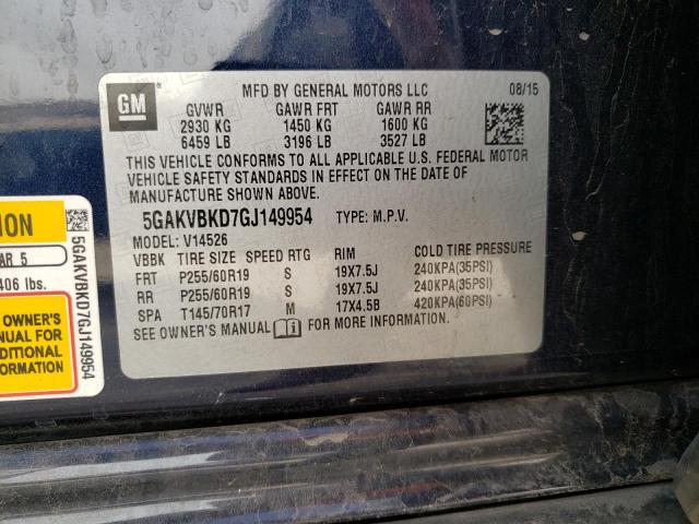 Photo 10 from auction – 2016 BUICK ENCLAVE with VIN 5GAKVBKD7GJ149954