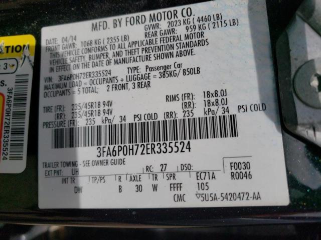 Photo 10 from auction – 2014 FORD FUSION SE with VIN 3FA6P0H72ER335524