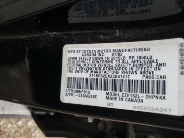 Photo 10 from auction – 2003 TOYOTA COROLLA MA with VIN 2T1KR32EX3C061617