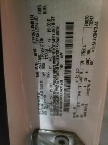 Photo 10 from auction – 2016 FORD ESCAPE SE with VIN 1FMCU9G96GUA31908