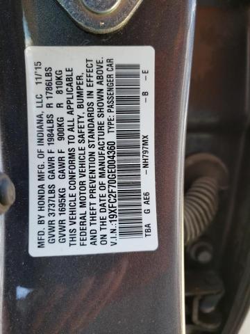 Photo 10 from auction – 2016 HONDA CIVIC EX with VIN 19XFC2F70GE004360