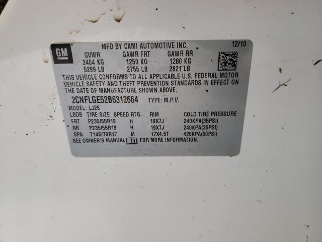 Zdjęcie 10 z aukcji – 2011 CHEVROLET EQUINOX LT z VIN 2CNFLGE52B6312664