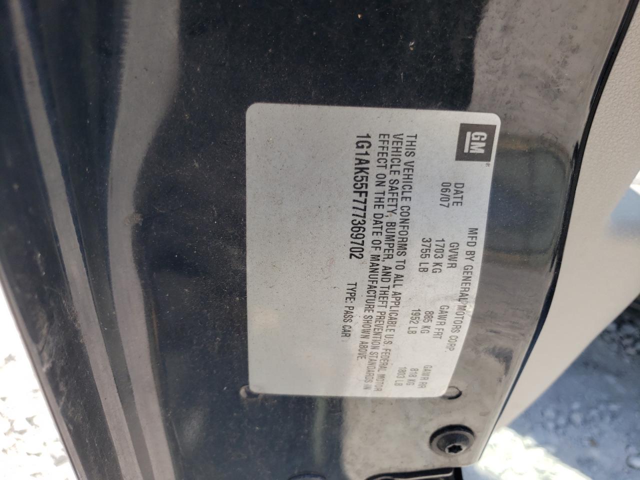 Photo 10 from auction – 2007 CHEVROLET COBALT LS with VIN 1G1AK55F777369702