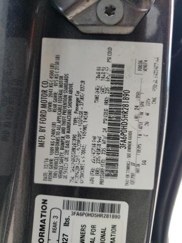 Photo 10 from auction – 2017 FORD FUSION SE with VIN 3FA6P0HD5HR281890