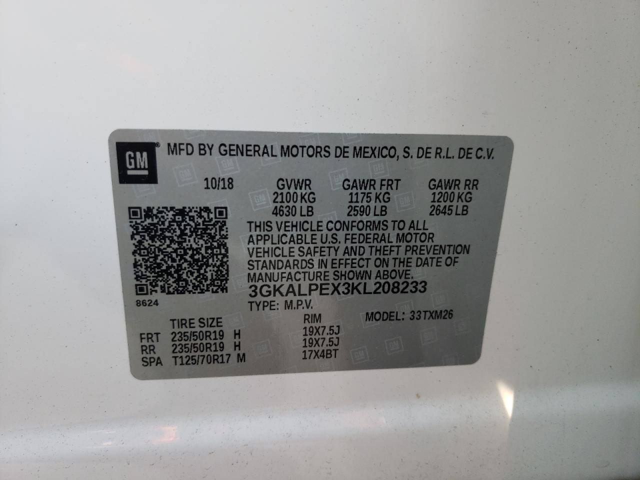 Photo 10 from auction – 2019 GMC TERRAIN SL with VIN 3GKALPEX3KL208233