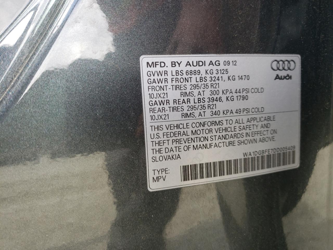 Photo 10 from auction – 2013 AUDI Q7 PRESTIG with VIN WA1DGBFE7DD005409