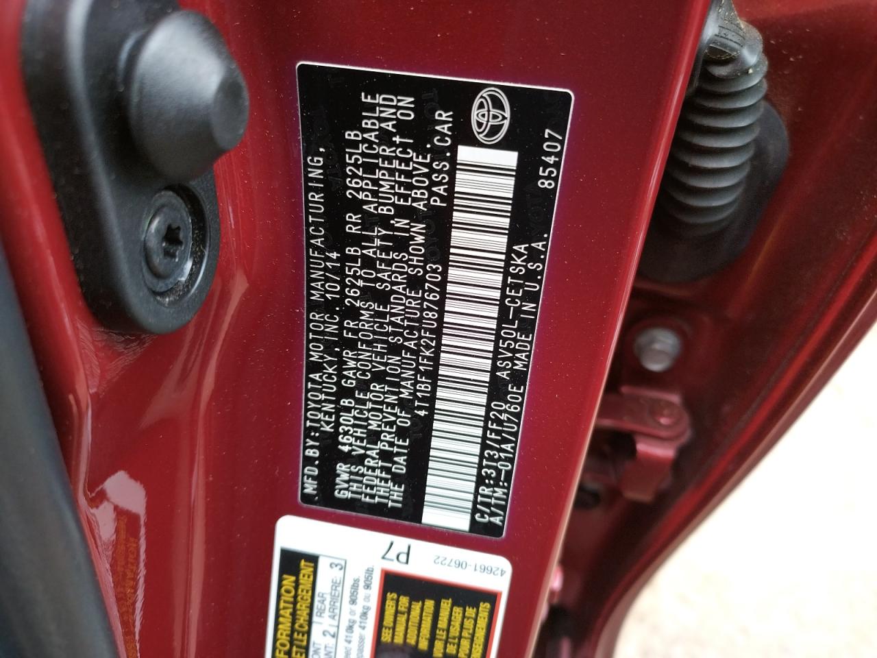 Photo 10 from auction – 2015 TOYOTA CAMRY LE with VIN 4T1BF1FK2FU876703