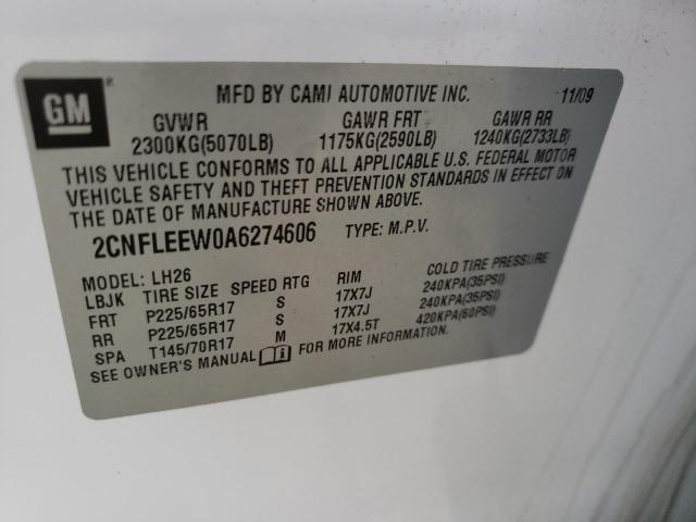 Photo 10 from auction – 2010 CHEVROLET EQUINOX LT with VIN 2CNFLEEW0A6274606