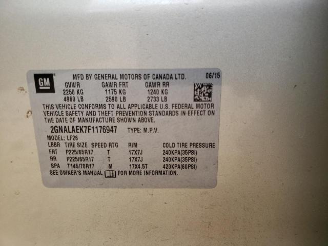 Photo 10 from auction – 2015 CHEVROLET EQUINOX LS with VIN 2GNALAEK7F1176947