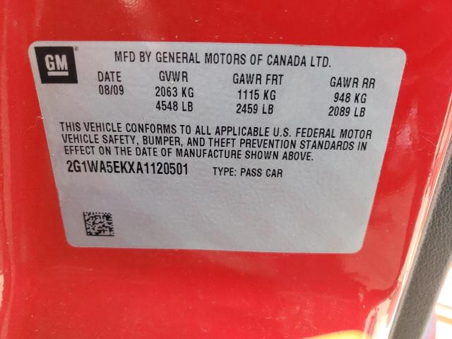 Photo 10 from auction – 2010 CHEVROLET IMPALA LS with VIN 2G1WA5EKXA1120501