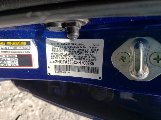 Photo 10 from auction – 2008 HONDA CIVIC with VIN 2HGFA555X8H700786