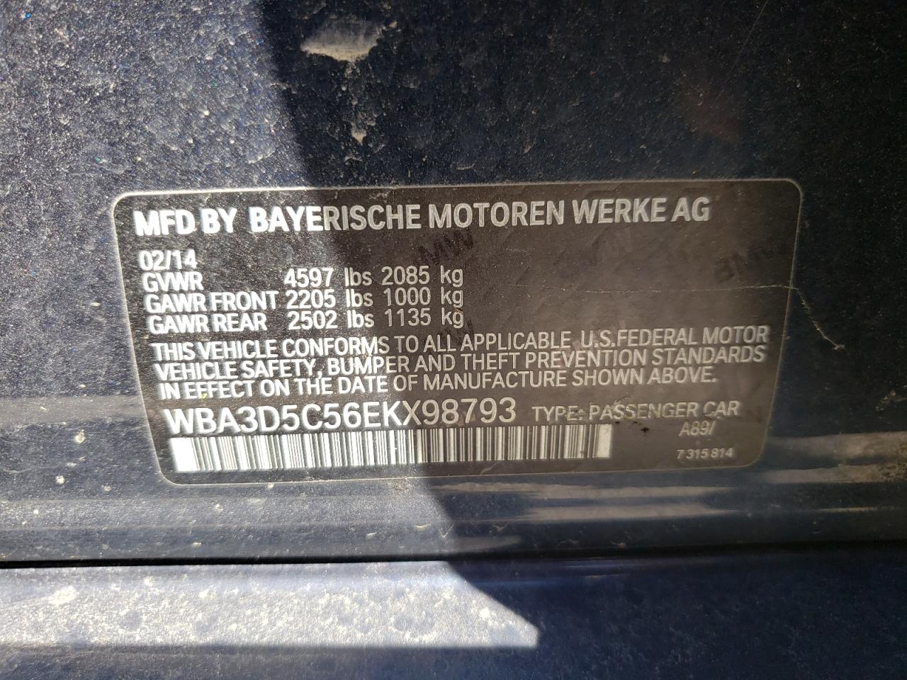 Photo 10 from auction – 2014 BMW 328 D XDRI with VIN WBA3D5C56EKX98793