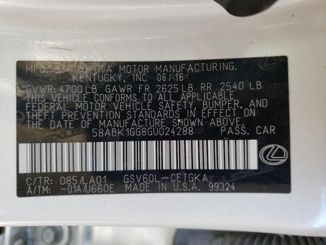 Photo 10 from auction – 2016 LEXUS ES 350 with VIN 58ABK1GG8GU024288