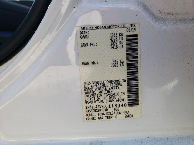 Photo 10 from auction – 2020 NISSAN ALTIMA S with VIN 1N4BL4BV8LC118340