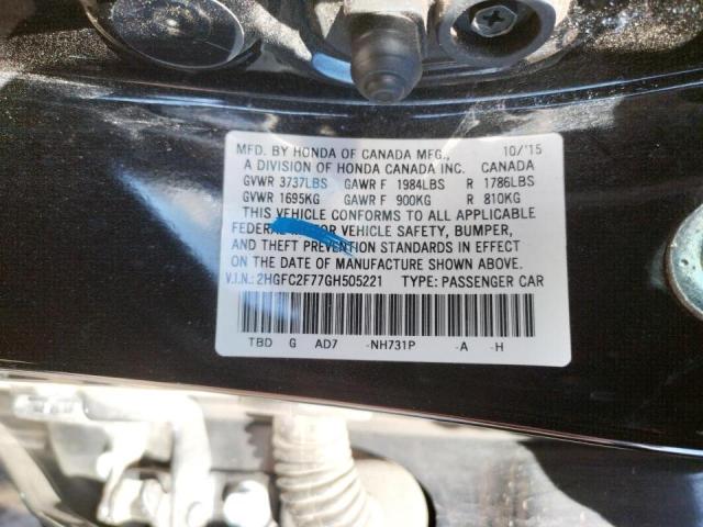 Zdjęcie 10 z aukcji – 2016 HONDA CIVIC EX z VIN 2HGFC2F77GH505221
