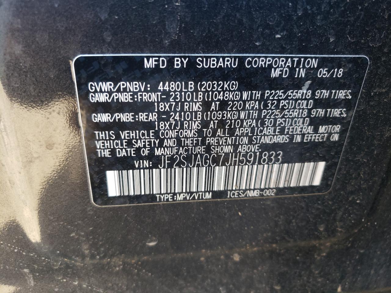 Zdjęcie 10 z aukcji – 2018 SUBARU FORESTER 2 z VIN JF2SJAGC7JH591833