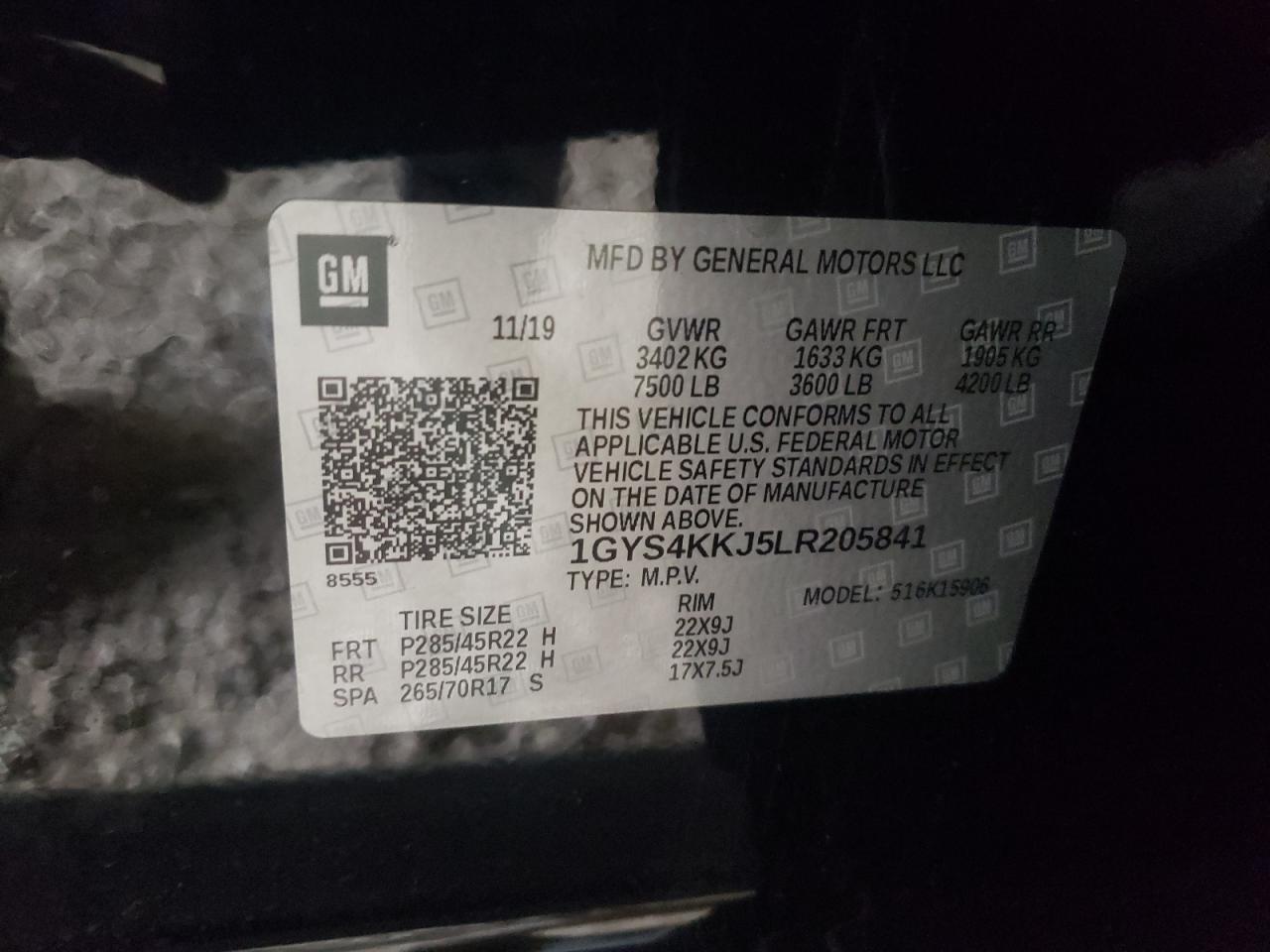 Photo 10 from auction – 2020 CADILLAC ESCALADE E with VIN 1GYS4KKJ5LR205841