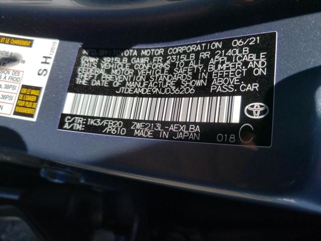 Photo 10 from auction – 2022 TOYOTA COROLLA LE with VIN JTDEAMDE9NJ036206