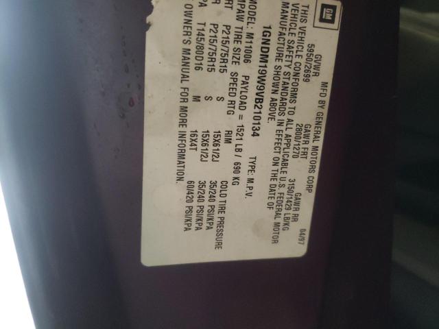 Photo 10 from auction – 1997 CHEVROLET ASTRO with VIN 1GNDM19W9VB210134