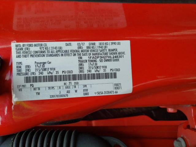 Фото 10 с аукциона – 2017 FORD FOCUS SEL с VIN 1FADP3H27HL248301