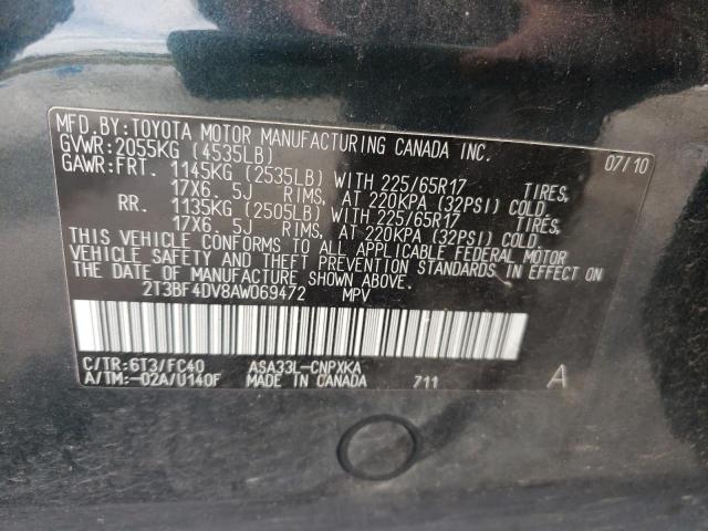 Photo 10 from auction – 2010 TOYOTA RAV4 with VIN 2T3BF4DV8AW069472