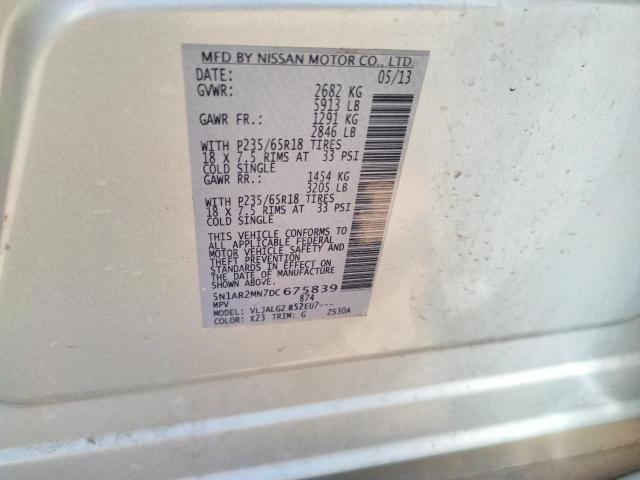 Photo 10 from auction – 2013 NISSAN PATHFINDER with VIN 5N1AR2MN7DC675839