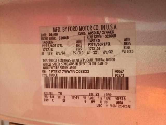Photo 10 from auction – 2000 FORD F150 with VIN 1FTRX17W6YNC08823