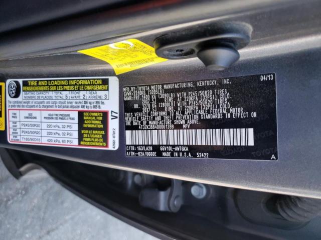 Photo 10 from auction – 2013 TOYOTA VENZA LE with VIN 4T3ZK3BB4DU061399