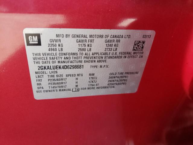 Photo 10 from auction – 2013 GMC TERRAIN SL with VIN 2GKALUEK4D6298681