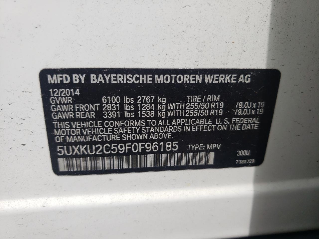 Photo 10 from auction – 2015 BMW X6 XDRIVE3 with VIN 5UXKU2C59F0F96185