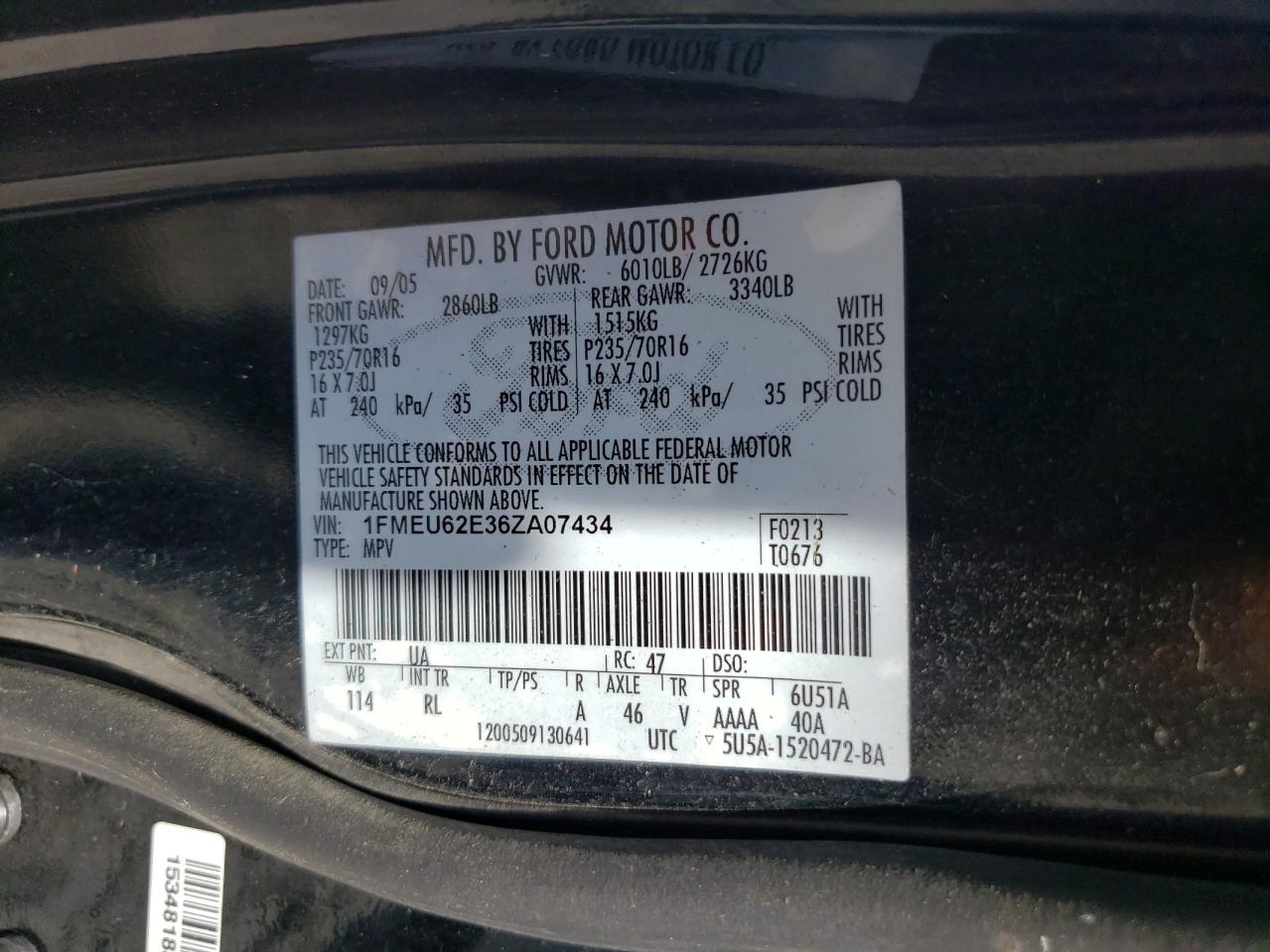 Photo 10 from auction – 2006 FORD EXPLORER X with VIN 1FMEU62E36ZA07434