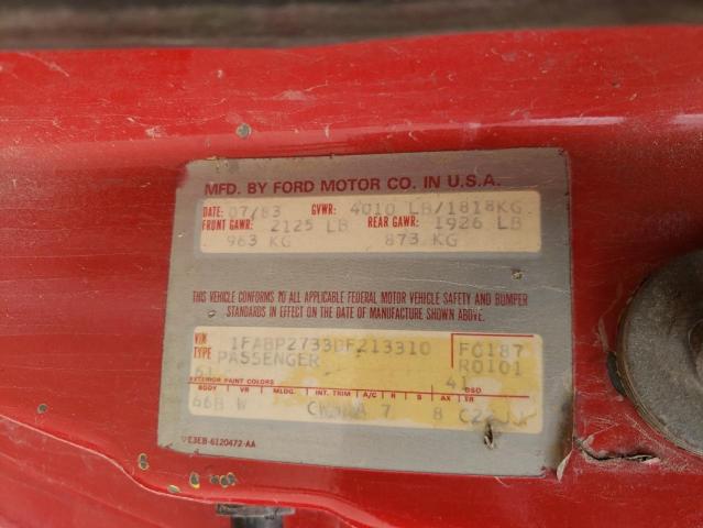 Photo 10 from auction – 1983 FORD MUSTANG with VIN 1FABP2733DF213310