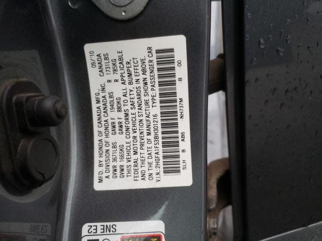 Photo 10 from auction – 2011 HONDA CIVIC LX with VIN 2HGFA1F53BH301216