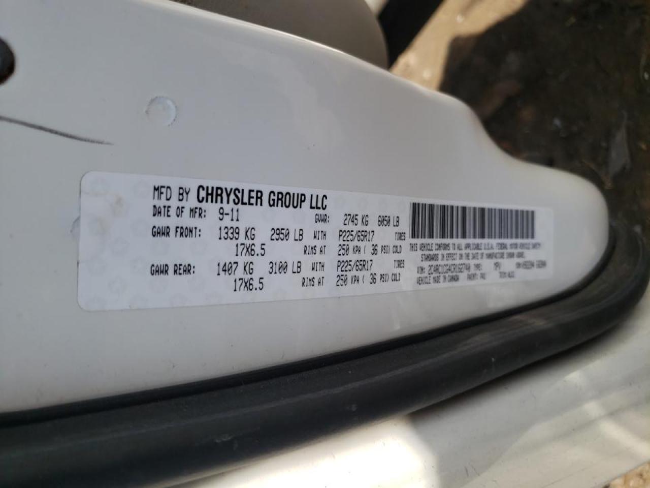 Photo 10 from auction – 2012 CHRYSLER TOWN & COU with VIN 2C4RC1CG4CR162740
