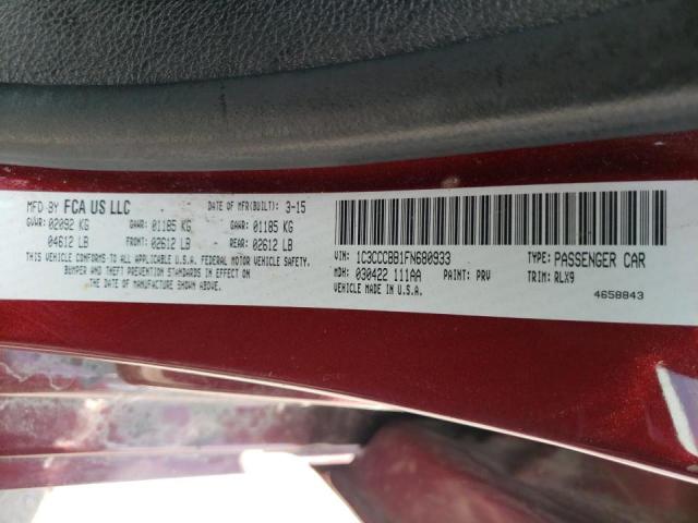 Photo 10 from auction – 2015 CHRYSLER 200 S with VIN 1C3CCCBB1FN680933