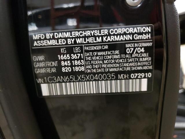 Photo 10 from auction – 2005 CHRYSLER CROSSFIRE with VIN 1C3AN65LX5X040035
