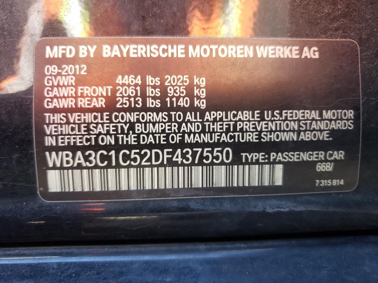 Photo 10 from auction – 2013 BMW 328 I SULE with VIN WBA3C1C52DF437550