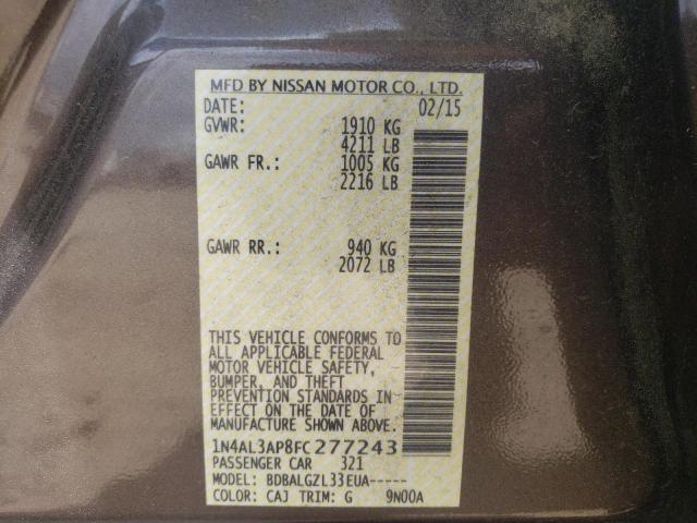 Photo 10 from auction – 2015 NISSAN ALTIMA 2.5 with VIN 1N4AL3AP8FC277243