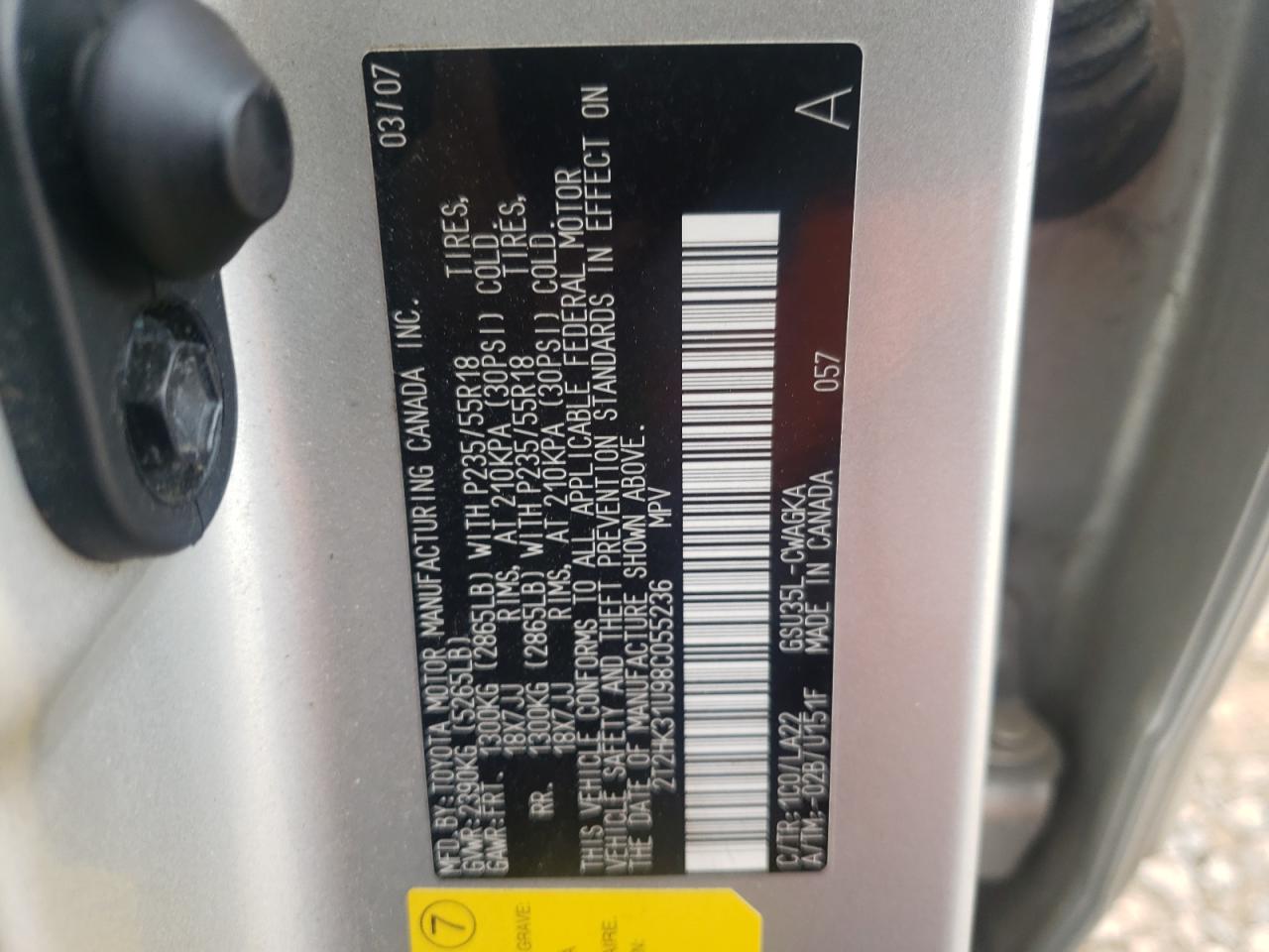 Photo 10 from auction – 2008 LEXUS RX 350 with VIN 2T2HK31U98C055236