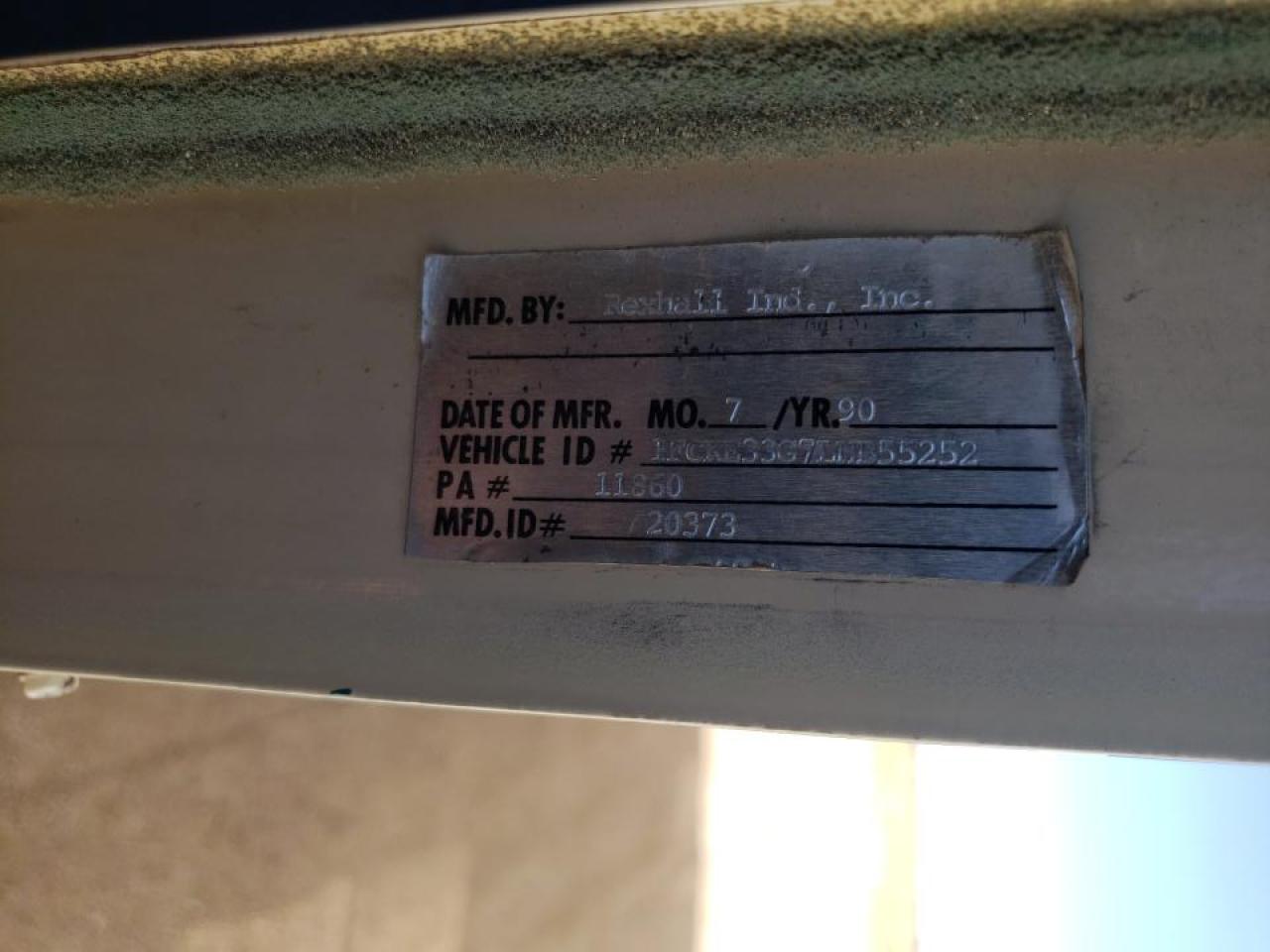 Photo 10 from auction – 1991 REXH RV with VIN 1FCKE33G7LHB55252