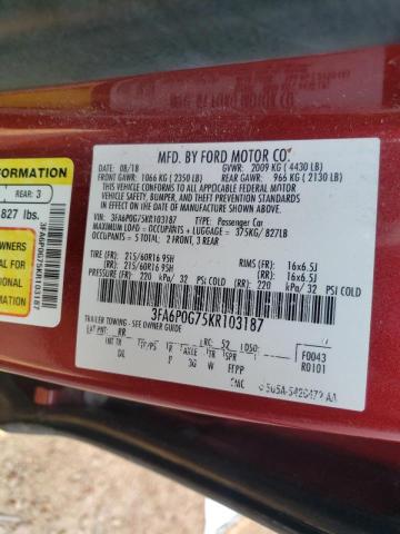 Photo 10 from auction – 2019 FORD FUSION S with VIN 3FA6P0G75KR103187