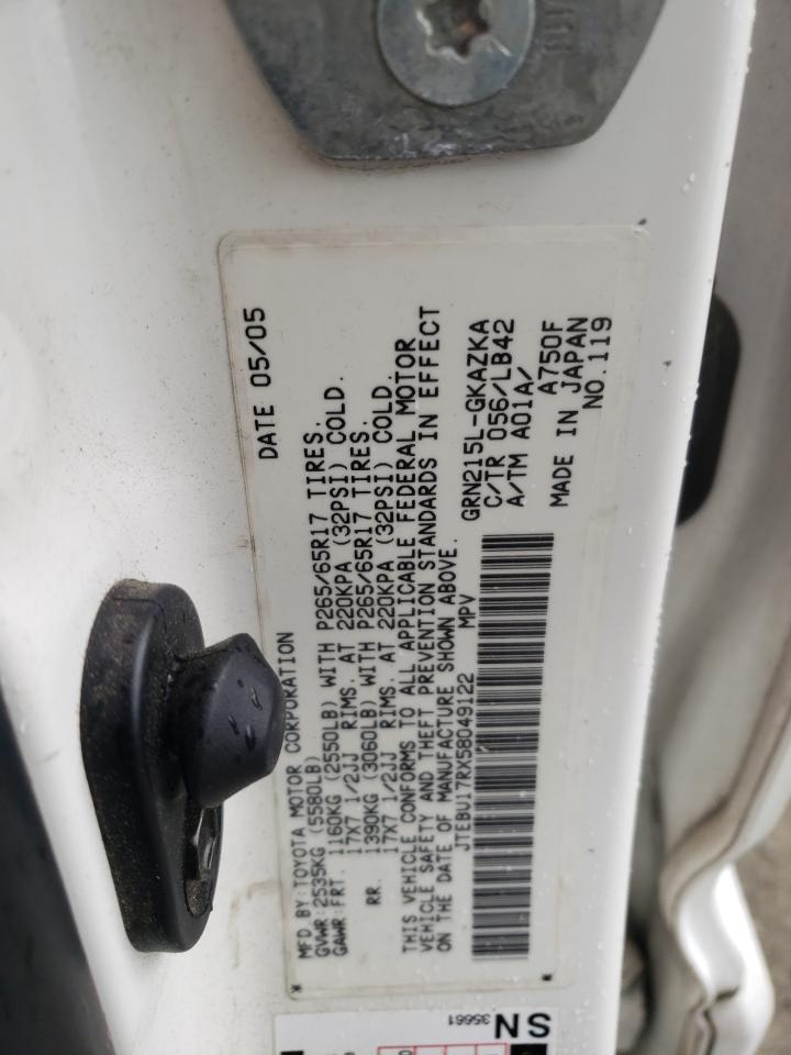 Photo 10 from auction – 2005 TOYOTA 4RUNNER LI with VIN JTEBU17RX58049122