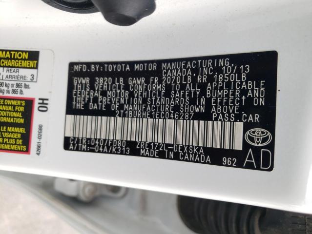 Photo 10 from auction – 2014 TOYOTA COROLLA L with VIN 2T1BURHE1EC046287