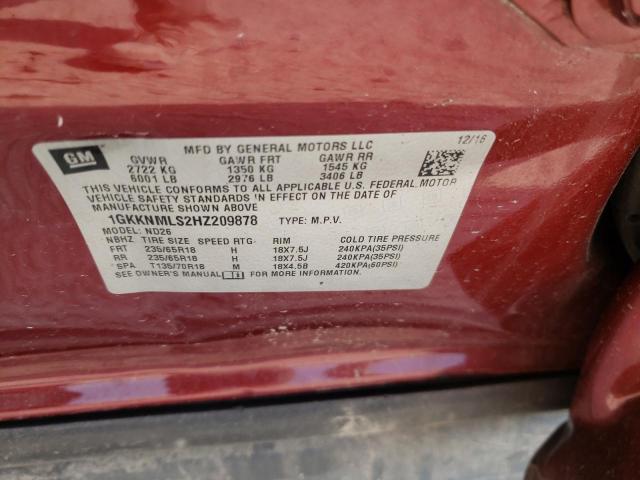 Photo 10 from auction – 2017 GMC ACADIA SLT with VIN 1GKKNMLS2HZ209878
