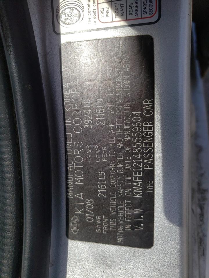 Photo 10 from auction – 2008 KIA SPECTRA EX with VIN KNAFE121485559604