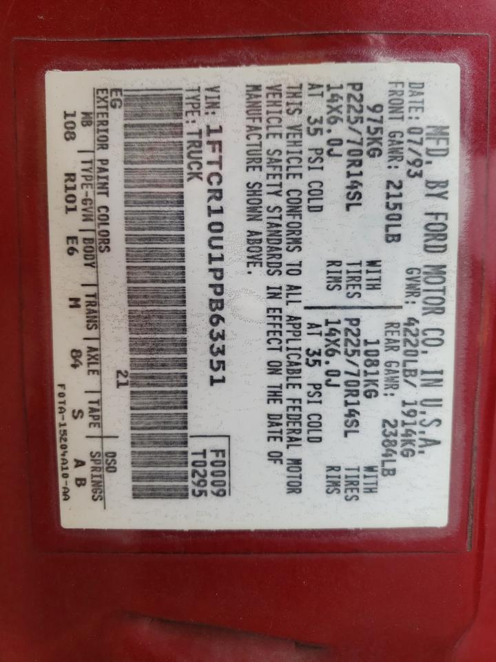 Photo 10 from auction – 1993 FORD RANGER with VIN 1FTCR10U1PPB63351