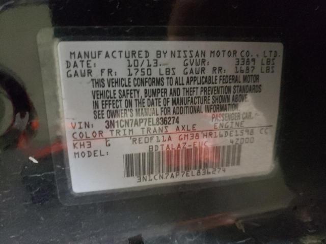 Photo 10 from auction – 2014 NISSAN VERSA S with VIN 3N1CN7AP7EL836274