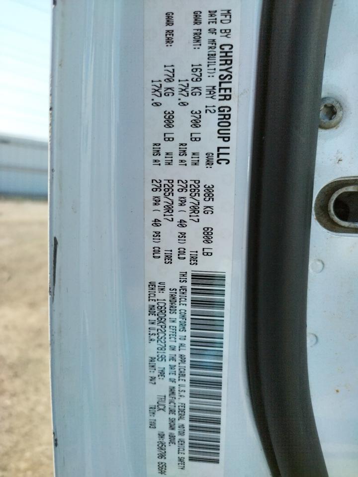 Photo 10 from auction – 2012 DODGE RAM 1500 S with VIN 1C6RD6KP2CS278195